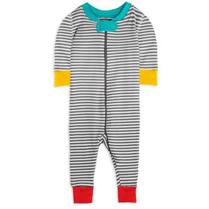 Mightly Boys Gray Stripe 1-piece Non-footed Pajamas size: 9-12 Months